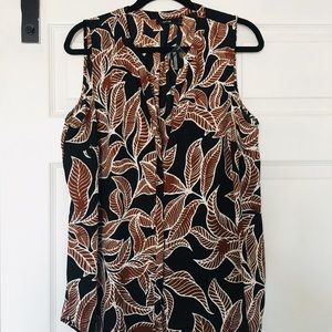Tropical Sleeveless black & brown blouse/tank